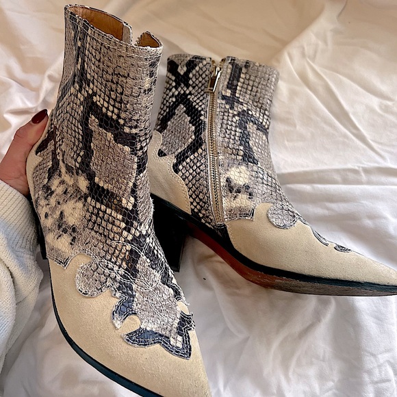 Joie Rafa snakeskin suede cowboy boot - Picture 1 of 6